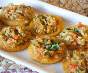 Grilled Polenta Flats with Roasted Pepper Topping