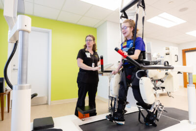Cerebral Palsy patient using lokomat for therapy