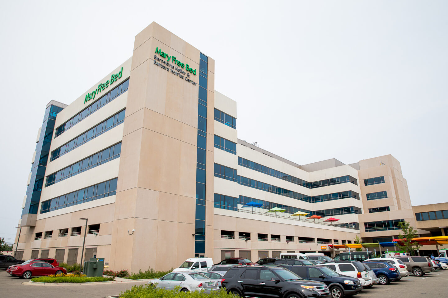 Mary Free Bed exterior building and parking lot