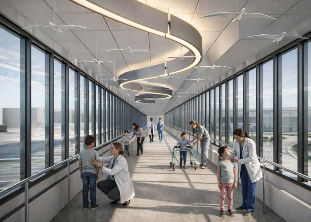 3D rendering of the interior of a skybridge
