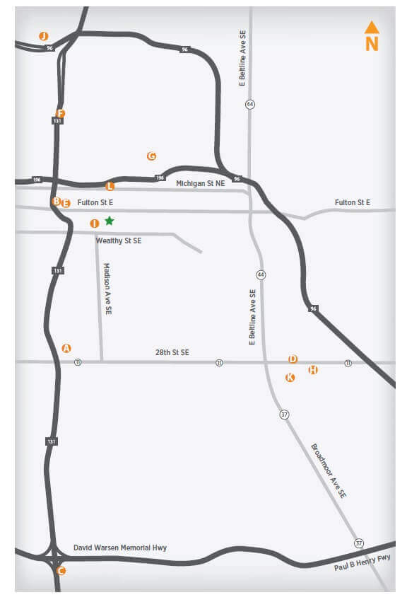 Grand Rapids Accommodations Map