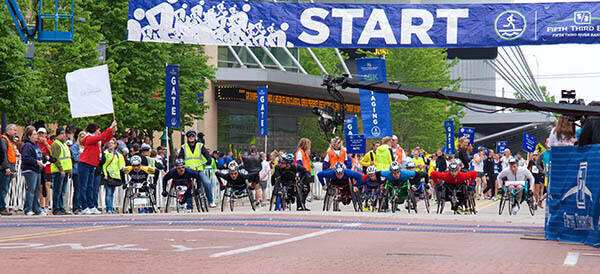 Handcycling and wheelchair racing at River Bank Run