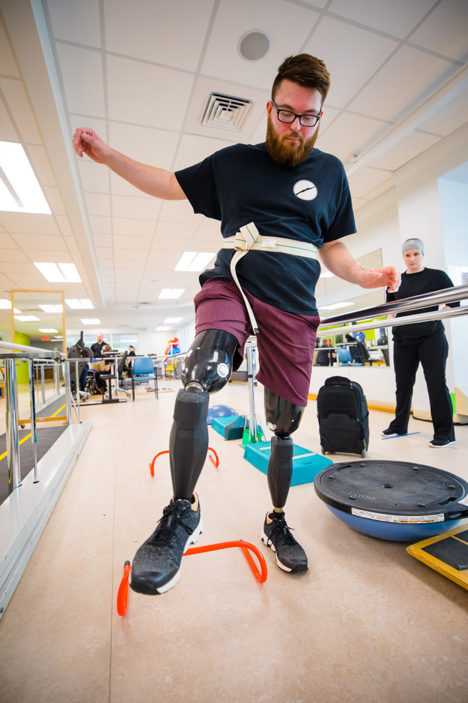 Nathan Wolford in amputation therapy