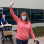Nancy Blodgett leaving the Mary Free Bed ReCOVery Unit