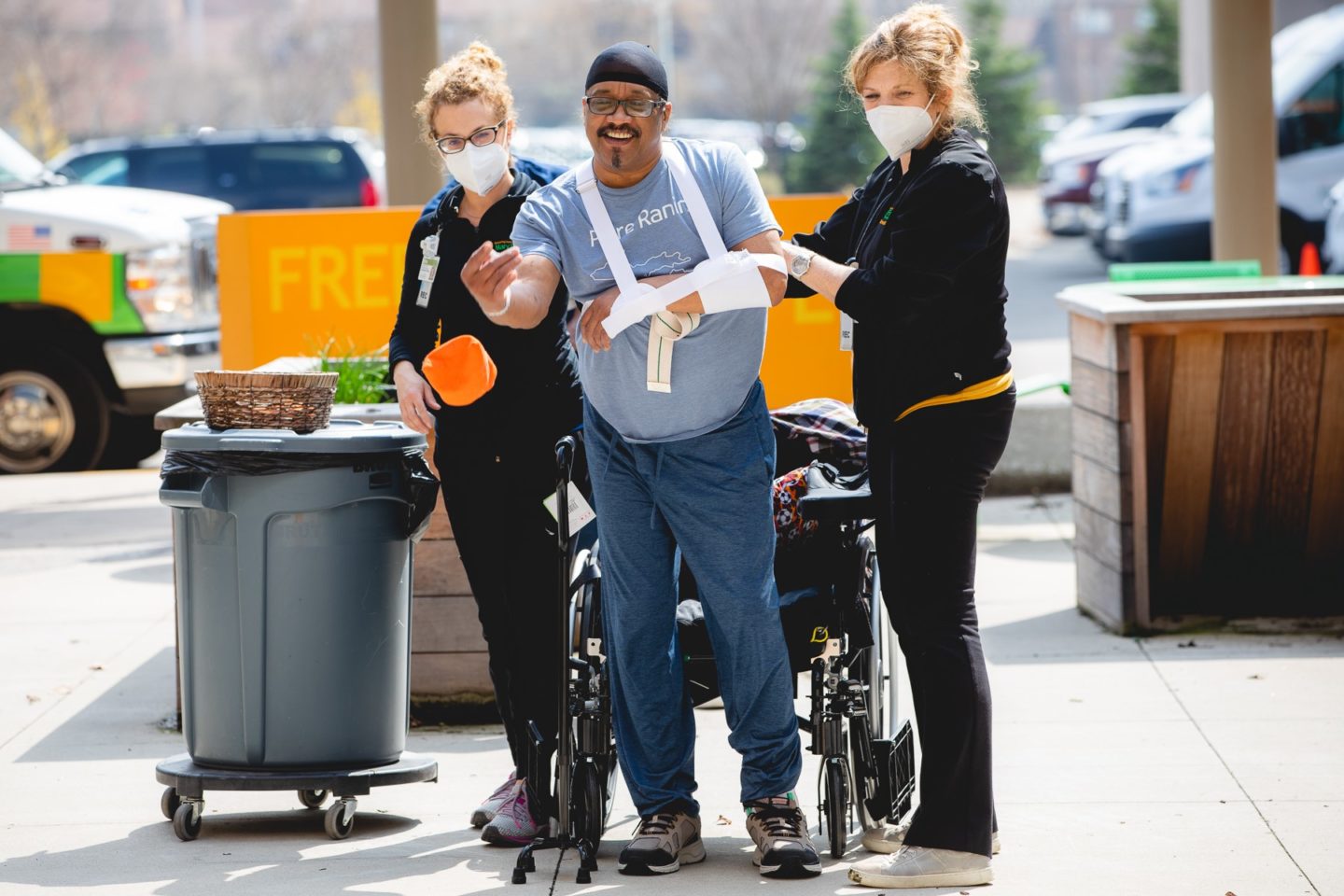 Corbie tosses bag during therapy