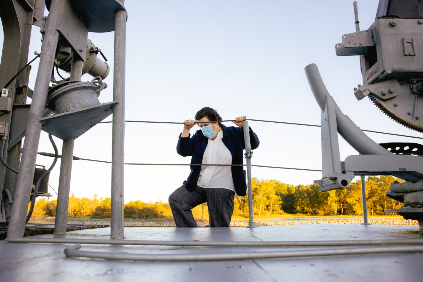 Peggy Maniates on the USS Silversides submarine