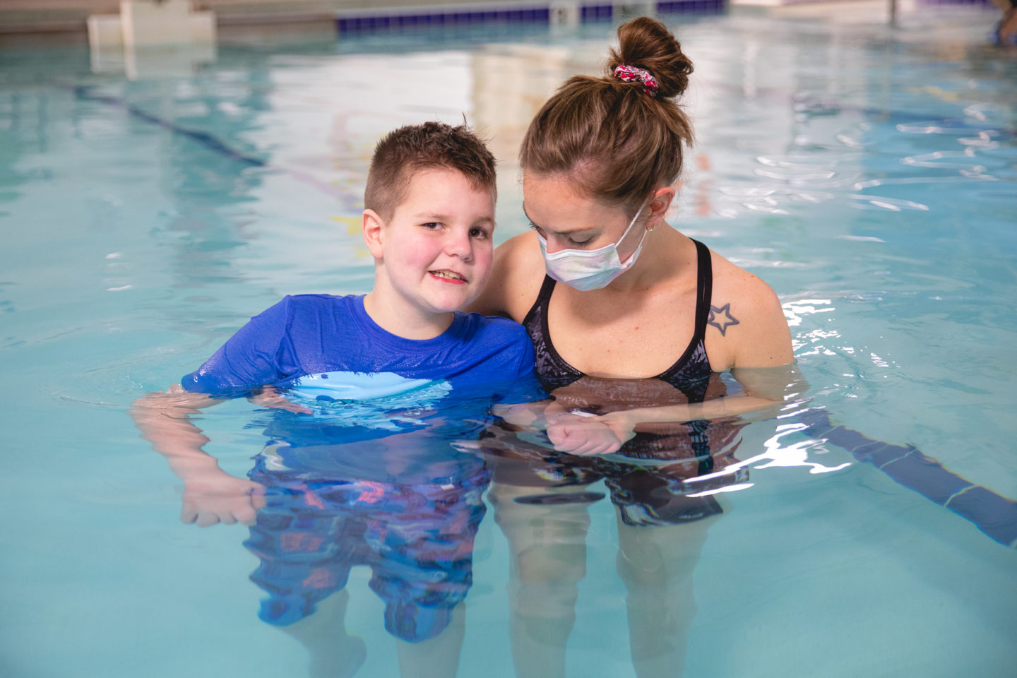 Jaden Shaffer in therapy pool