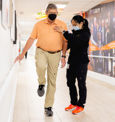 Cancer rehabilitation patient in physical therapy at Mary Free Bed.