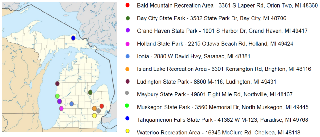 Michigan Action Track Chair Rentals Map