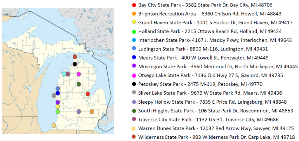 Michigan Beach Wheelchair Rentals Map