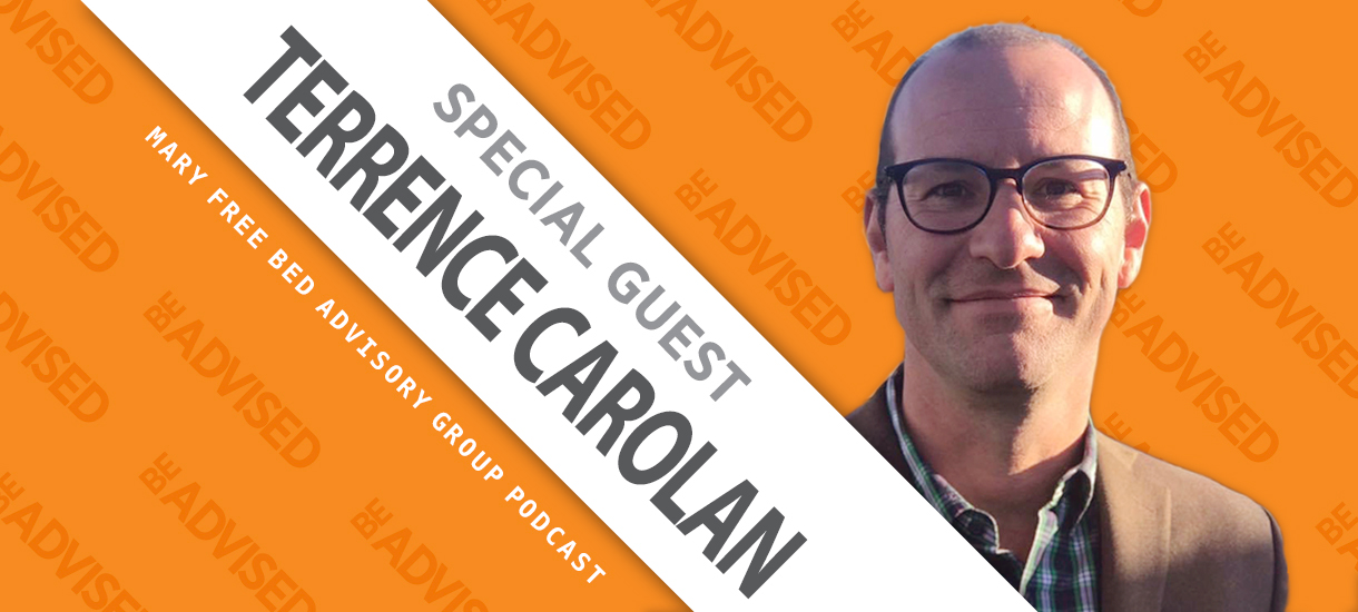 Be Advised Podcast Artwork for newest episode featuring CARF's Terrence Carolan.