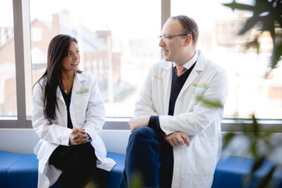 Dr. Lamm and Dr. Bridget welcome residents to Mary Free Bed