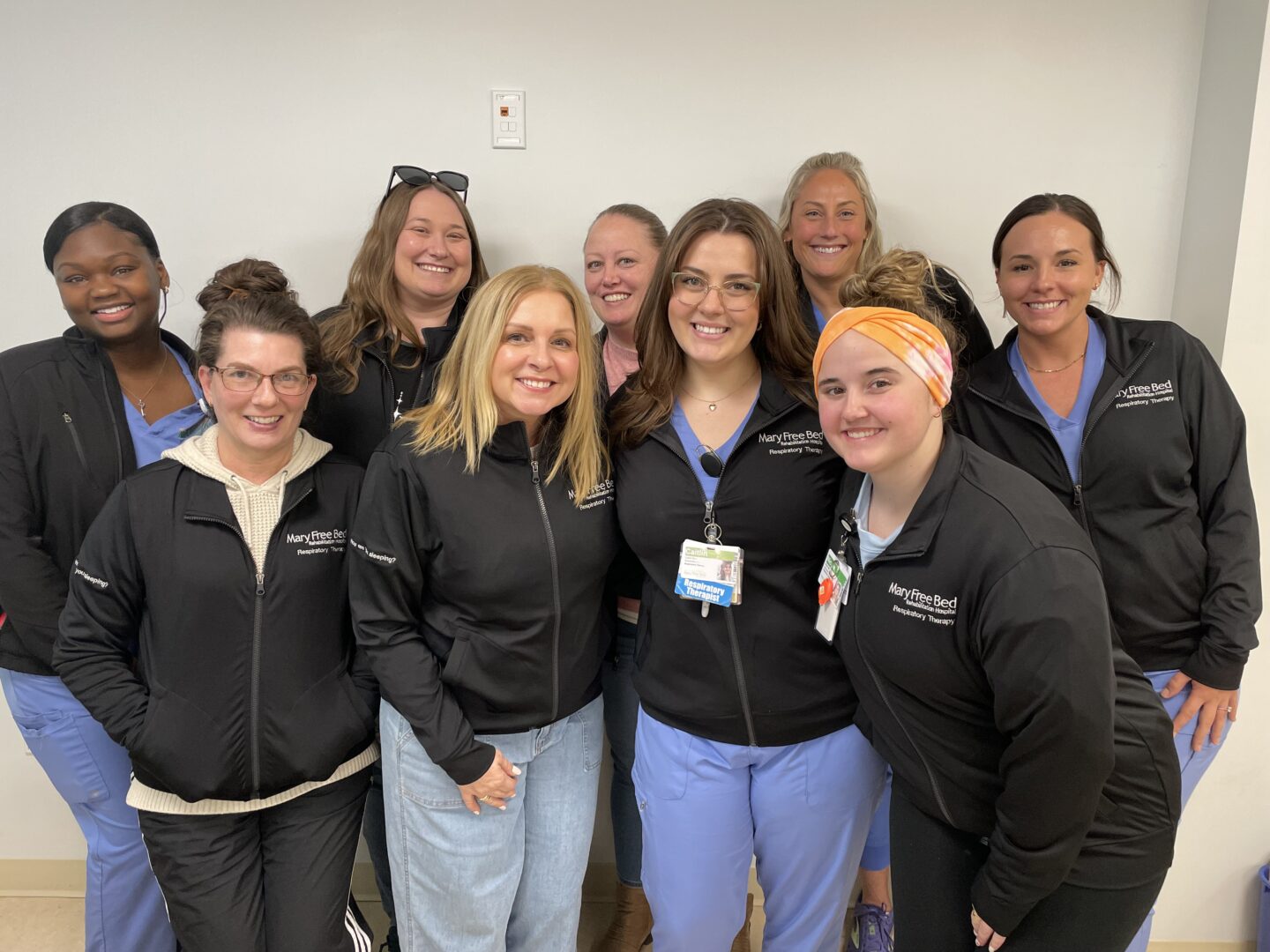 Group of Mary Free Bed Respiratory Therapists Standing together smiling