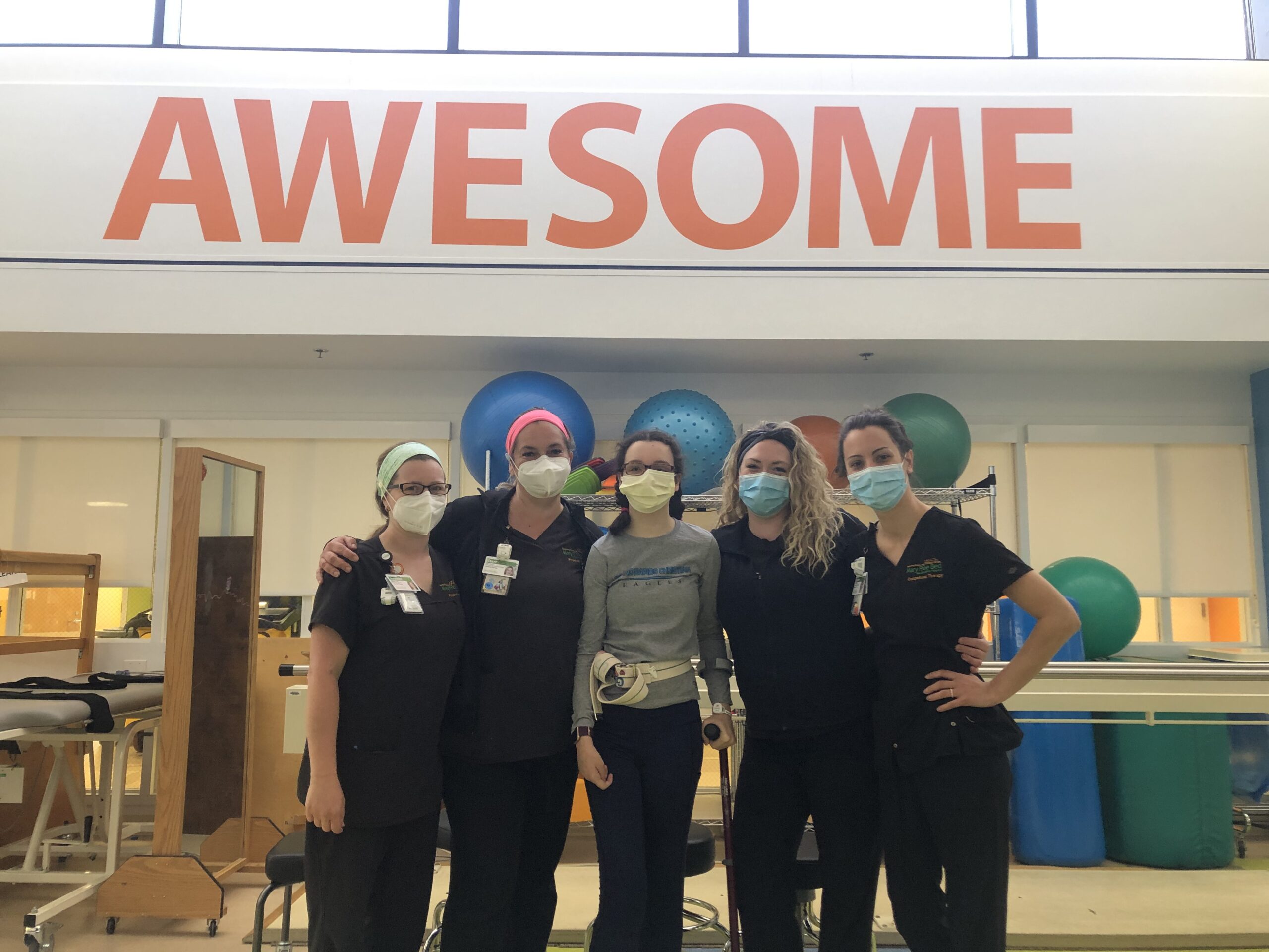 Faith Kelly with her team at Mary Free Bed