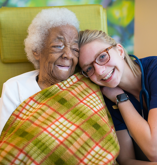 nurse smiling with patient
