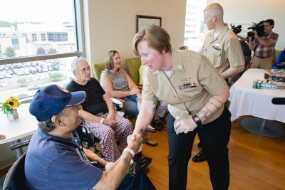 U.S. Navy sailors from USS Gerald R. Ford visit veterans at Mary Free Bed 10 USS Gerald R Ford Crew Visit July 2018 1363 1 e1531495971329