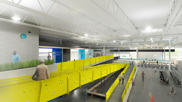 Mary Free Bed YMCA to have universal design and LEED certification 18 YMCA ramp render