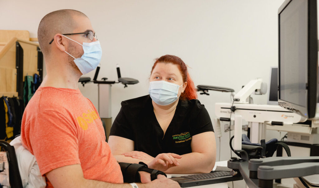 Applications are open for Mary Free Bed’s new Neurologic Occupational Therapy Fellowship 14 mike devasto inpatient ot tech using in motion arm jan 2021 2671 e1648836344528