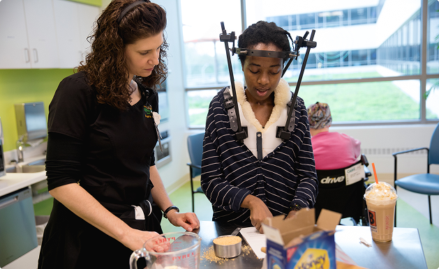 Neurologic Occupational Therapy Fellowship 1 Cooking during a neurological occupational therapy session.