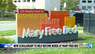 In The Media 62 WOOD TV 8 new nursing scholarship at Mary Free Bed.
