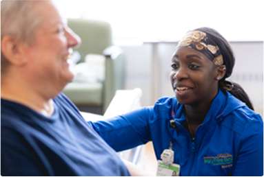 nurse talking to patient