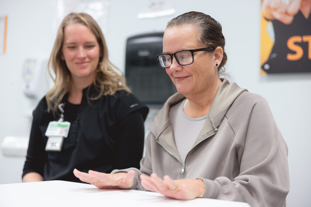 Mary Free Bed Holland patient completing physical therapy exercises