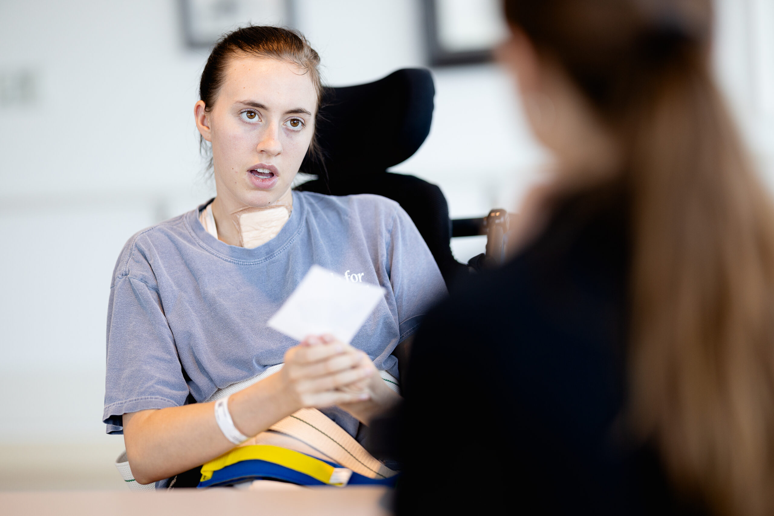 Brain injury speech therapy patient